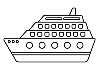Ship boat clip art. Outline design for kids drawing and coloring. Vector illustration.