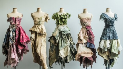 Obraz premium Sustainable fashion art, with clothing pieces made from recycled or natural materials, highlighting eco-friendly design and style.