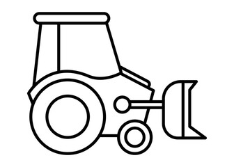 Tractor excavator clip art. Outline design for kids drawing and coloring. Vector illustration.