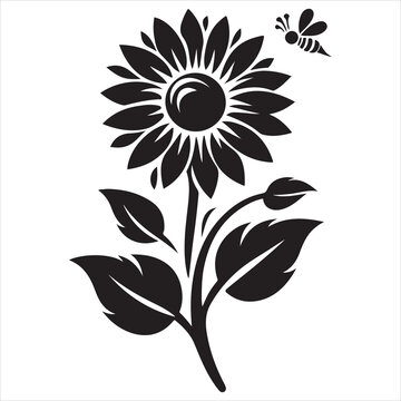 recommend clip art: sunflower black Silhouette vector