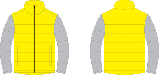 two tone puffer jacket zipper style mockup isolated customizable © Ali