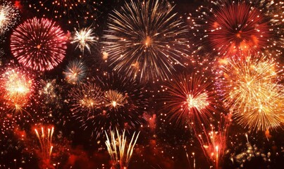 Obraz premium Vibrant Fireworks Display Lighting Up Night Sky