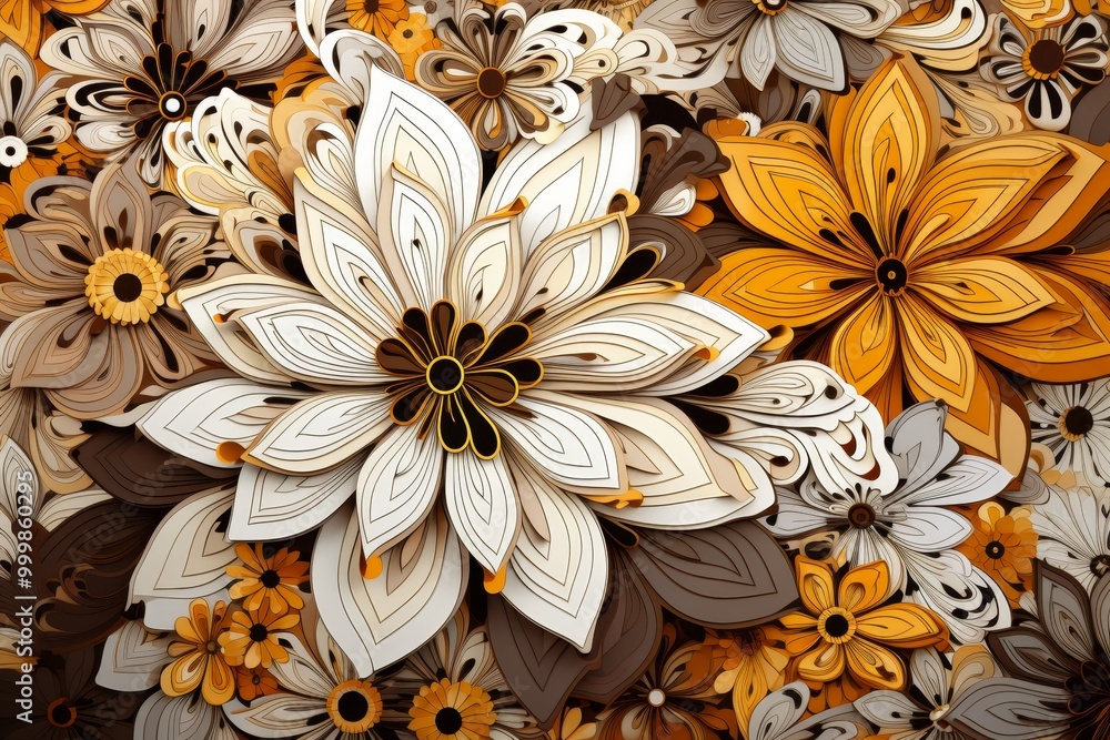 Poster abstract floral motifs design on a light background with ample center space for text insertion