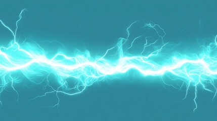 A bright blue electrical lightning bolt on a turquoise background. Generative ai
