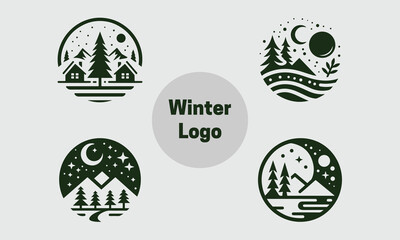 Set of Winter logo design vector illustration.