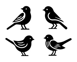 Simple Clean Cute Bird Set, Birds Silhouette set, set of birds isolated
