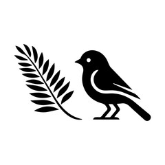 simple bird silhouette with leaves