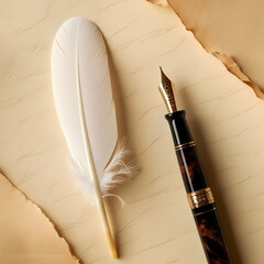 old paper and feather pen