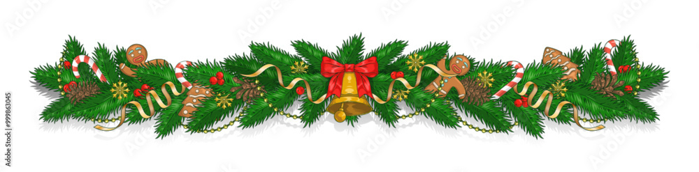 Wall mural christmas fir garland colorful logotype