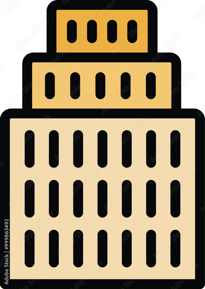Poster simple colorful icon of a modern building showing urban architecture