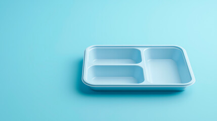 Plastic Lunch Tray On Smooth Light Blue Surface For School Lunches .