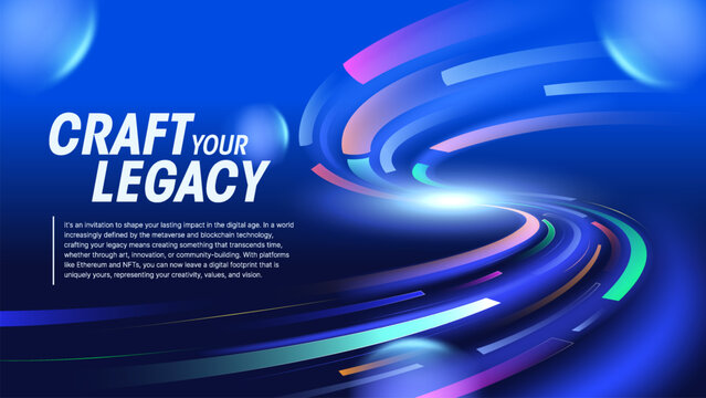 Craft Your Legacy A Futuristic High-Tech Background with Glowing Lines on a Blue Canvas for Technology Events and Seminars-vector Design