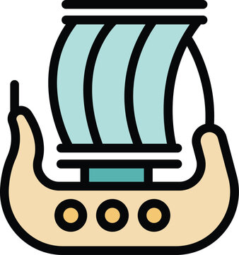 recommend clip art: Drakkar, a wooden longship with oars and a sail, used by vikings for exploration and warfare
