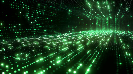 Obraz premium Abstract Green Lights Shine in 3D Space