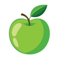 Green apple vector image in white background.