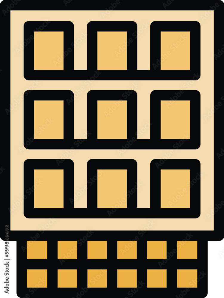 Poster simple vector icon representing a modern building facade with windows forming a regular pattern, for
