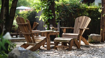 Obraz premium Wooden garden furniture