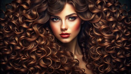 Fototapeta premium Beautiful Dark Curly Hair Texture for Haircare and Beauty Products, Fashion, and Lifestyle Imagery