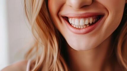 Fototapeta premium Girl smiling with perfect smile and white teeth
