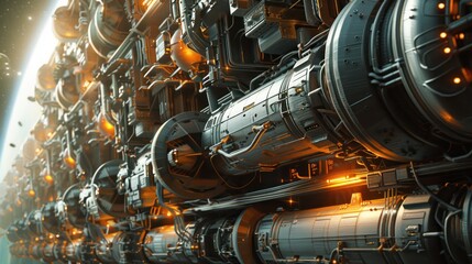 Futuristic Spaceship Engine Close-up