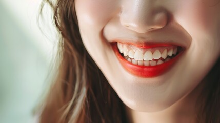 Obraz premium Girl smiling with perfect smile and white teeth