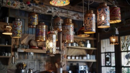 Rustic Boho Chic Decor with Hand Painted Tin Lanterns