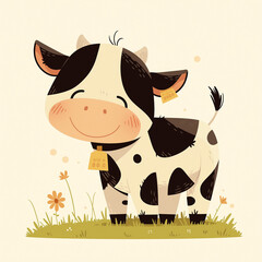cute flat cartoon cow