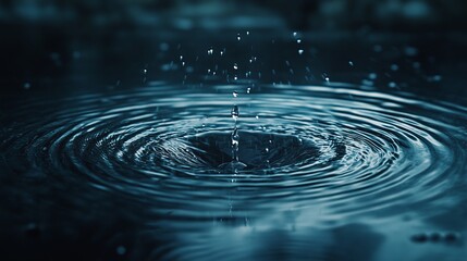 Water drops into the puddle