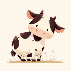cute flat cartoon cow
