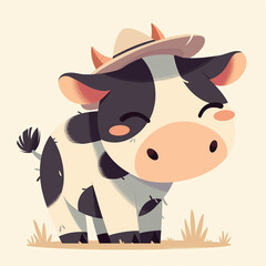 cute flat cartoon cow