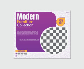 modern furniture collection 45% off social media post design template