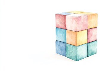 Obraz premium Colorful puzzle cube on a white isolated background.