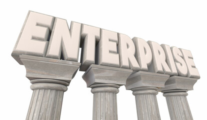 Fototapeta premium Enterprise Organization Institution Tradition Marble Pillars Column Company Corporation 3d Illustration