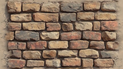 Fototapeta premium A textured wall composed of various shades of brown, beige, and grey stone bricks, showcasing the natural beauty of aged stone