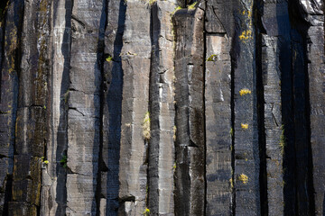 close-up of the hexagonal basalt lava columns at Svartifoss waterfall, Skaftafell, South Iceland