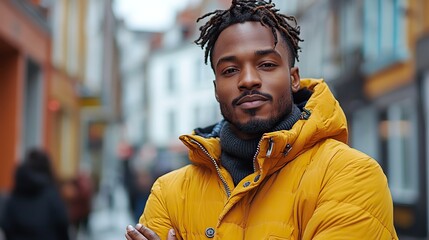 Fototapeta premium black man with respect gesture outdoors in city black lives matter concept