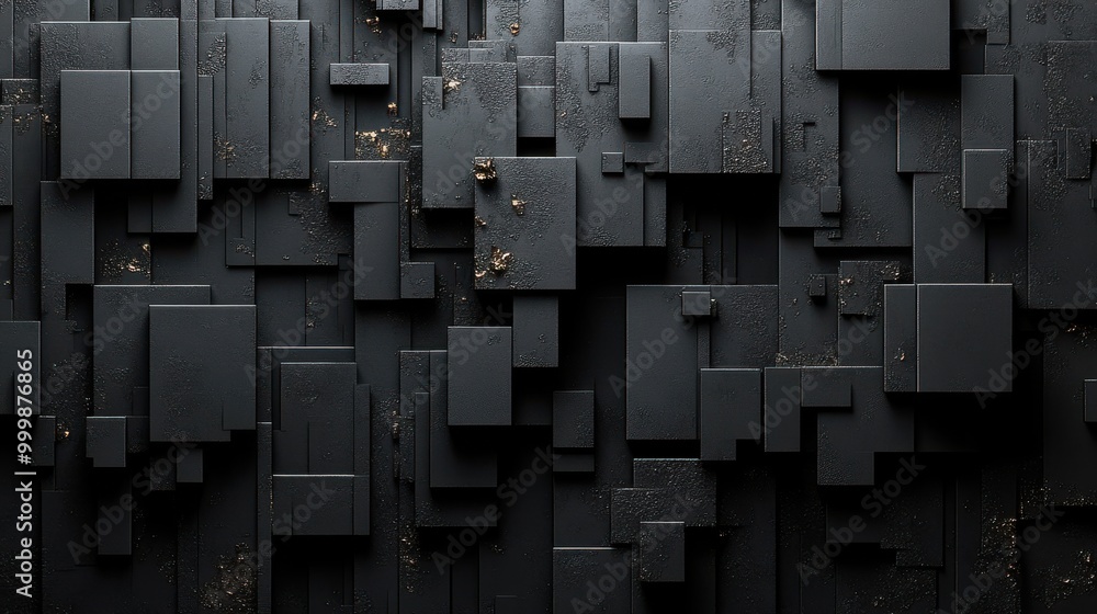 Leinwandbilder abstract black and gold geometric texture a minimalist wall of interlocking cubes with a hint of lux