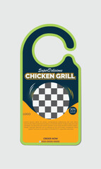 delicious chicken grill door hanger template design