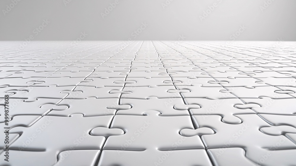 Poster 3d puzzle pieces connecting perfectly representing successful partnerships and collaboration in busi