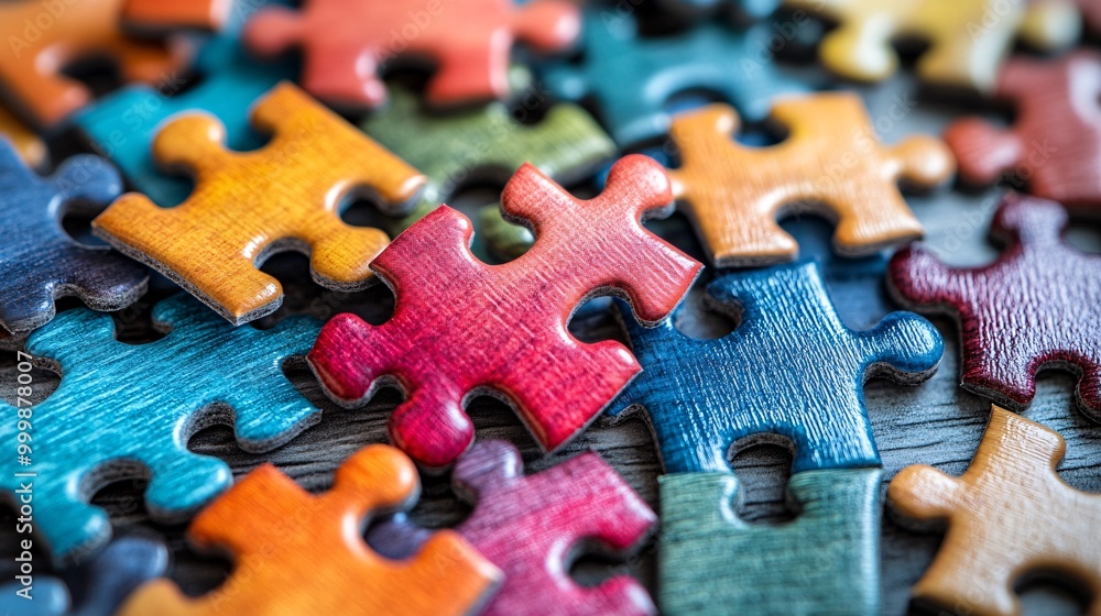 Poster 3d puzzle pieces connecting perfectly representing successful partnerships and collaboration in busi