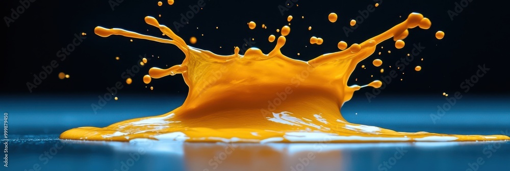 Poster A vibrant yellow liquid splash frozen in time, creating a dynamic and artistic composition