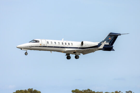 Luqa, Malta - September 25, 2024: Montenegro Government Learjet 45 (REG: 4O-MNE) landing runway 31.