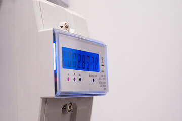 Electricity meter shows electricity consumption, reasonable consumption of resources and...