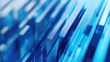 Fototapeta premium A blue and white 3D bar chart showing financial growth with sharp, clean lines, representing an increasing revenue stream over multiple years.