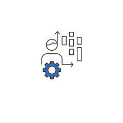 Team Management or Project Management Vector Line icon with Editable stroke width