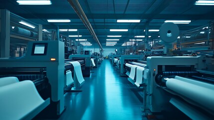 Fototapeta premium A high-tech textile factory producing innovative fabrics with cutting-edge technology 