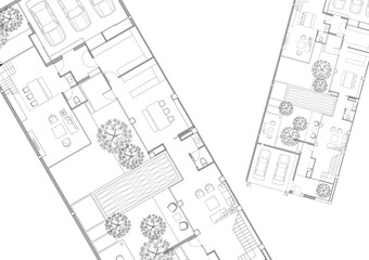 Floor plan designed building on the drawing.