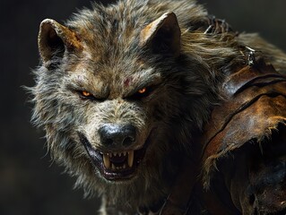 Ferocious Werewolf Close-Up: A Digital Painting