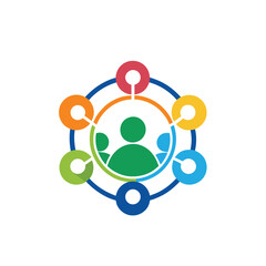 Abstract logo diversity and togetherness people circle community icon vector design.