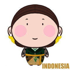 Indonesia child with her national costume